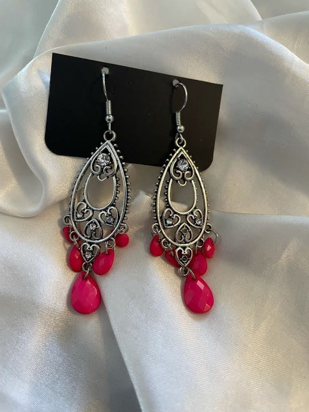 silver red earring